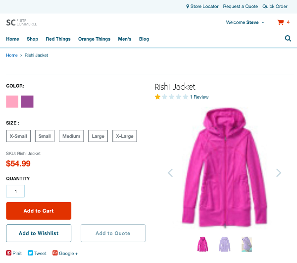 A screenshot of a web store's product detail page showing that the new layout has been applied