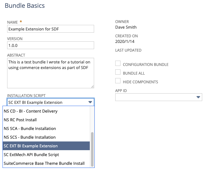 A screenshot of the first step of the Bundle Builder page with some details filled in