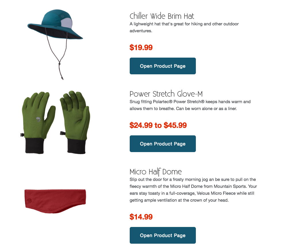 A screenshot of a web store showing the featured products with new styles