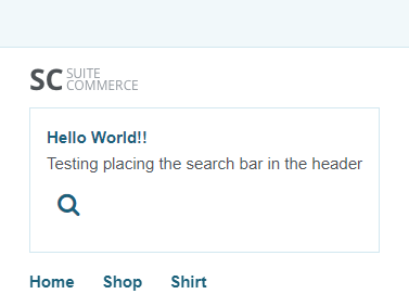 A screenshot of an example web store. It shows the button for the site search appearing just below the site's logo.